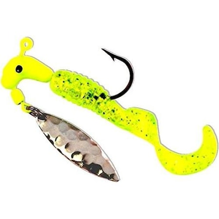 Road Runner Pro Series Curly Tail Jig WSpinner, 14 Oz Chartreuse Sparkle 1654-012